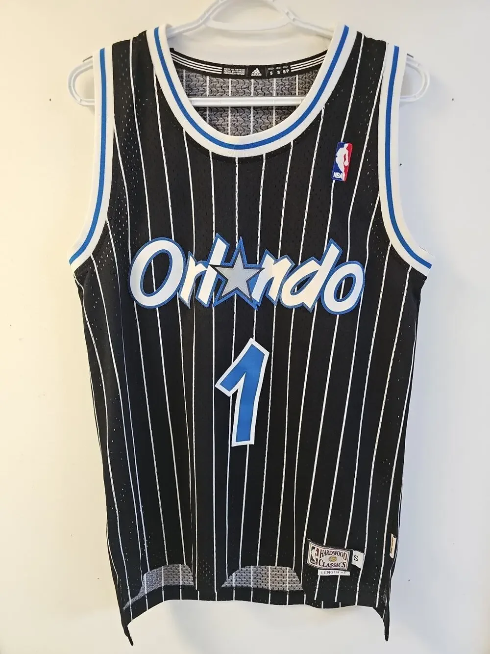 NBA Adidas HWC Orlando Magic Penny Hardaway Jersey #1 Men Size Small Pinstripes
